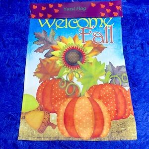 Welcome Fall Pumpkin Sunflower Yard Flag 12” X 18”